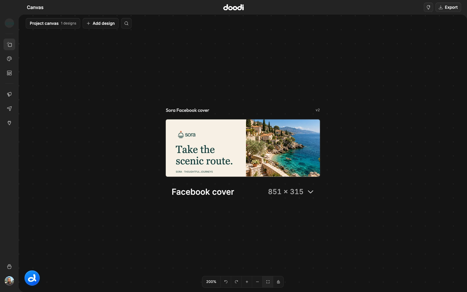 Sora's reusable Facebook cover in Project canvas